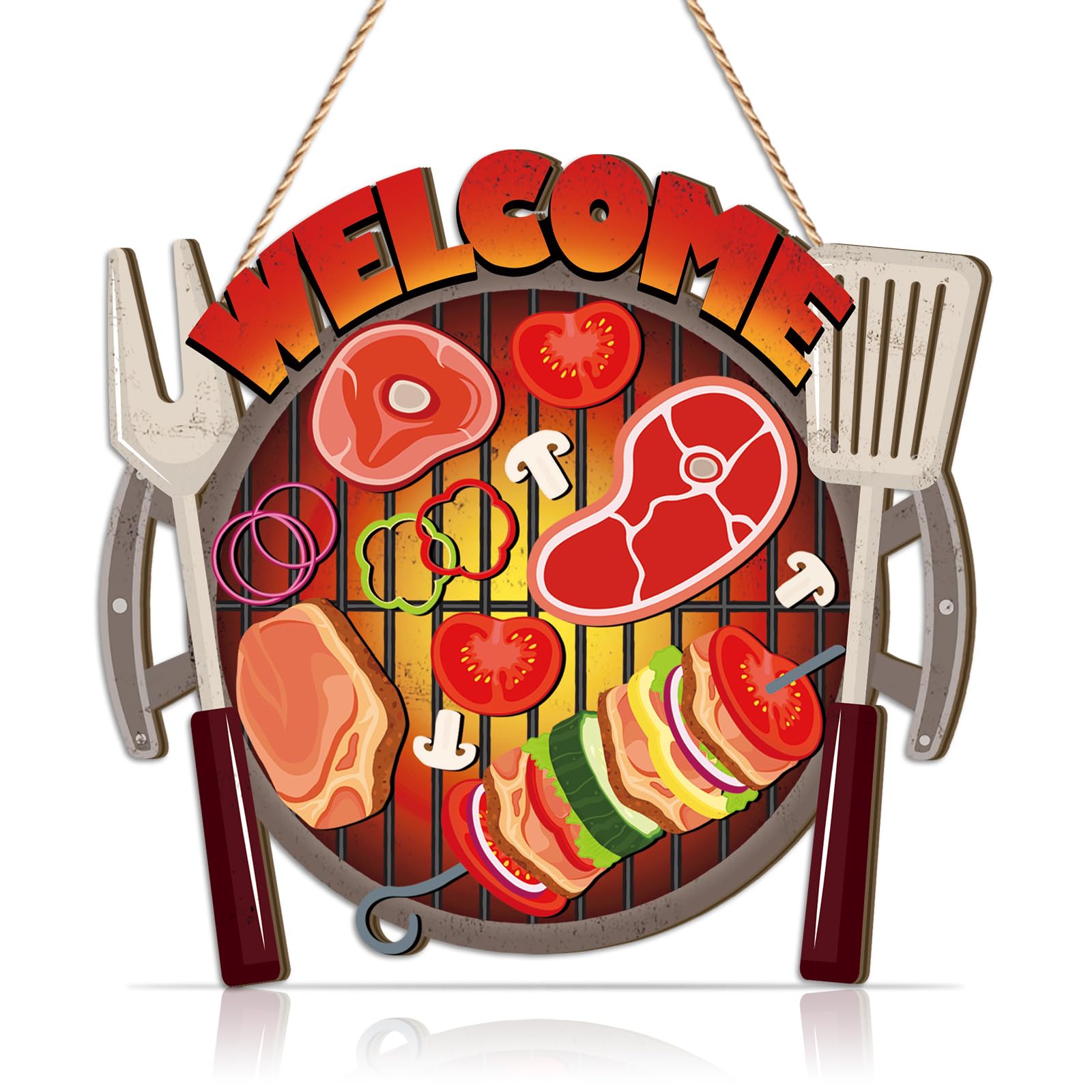 TOARTi Dad’s Barbecue Sign Welcome Plaque Vintage BBQ Hanging Plaque—A Funny Gift for Dad,Home Kitchen Wall Art,Grill Bar Wall Sign Accessories for Outdoor Backyard Decor — image 1