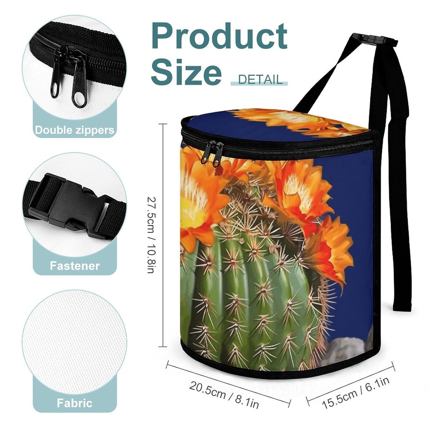 Blooming Barrel Cactus Car Trash Can Round Hanging Car Garbage Storage Bags Leak-Proof & Spill-Proof Grocery Organizer Bag Keeps Truck Car Minivan Clean