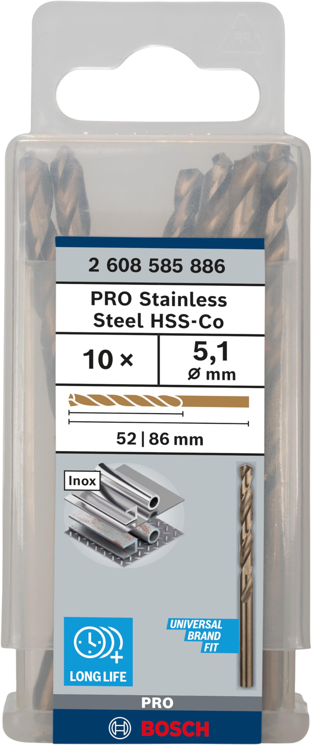 10er Set HSS-Cobalt Spiralbohrer Für Edelstahl & Eisen – 5,5mm – Perfekt Für Metall Und Holz