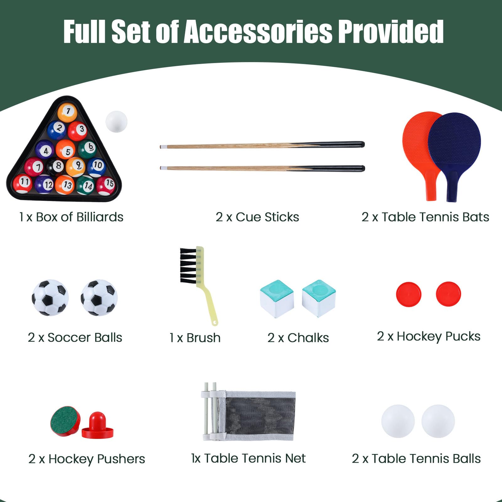 RELAX4LIFE 4 in 1 Tavolo Multigioco con Calcio Balilla, Biliardino, Ping pong e Hockey ad Aria, per Bambini e Adulti, Casa Ufficio Bar, 81 x 43 x 30,5 cm