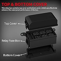 Vista 7 de DaierTek Caja de relé de 12 V, 6 ranuras, bloque de relé de fusibles, 6 ranuras ATC/ATO, bloque de fusibles y relé con relé, kit universal de caja