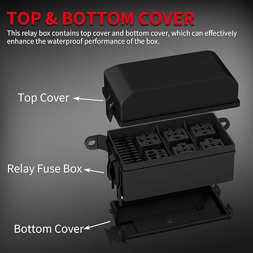 Miniatura 7 de DaierTek Caja de relé de 12 V, 6 ranuras, bloque de relé de fusibles, 6 ranuras ATCATO, bloque de fusibles y relé con relé, kit universal de caja de