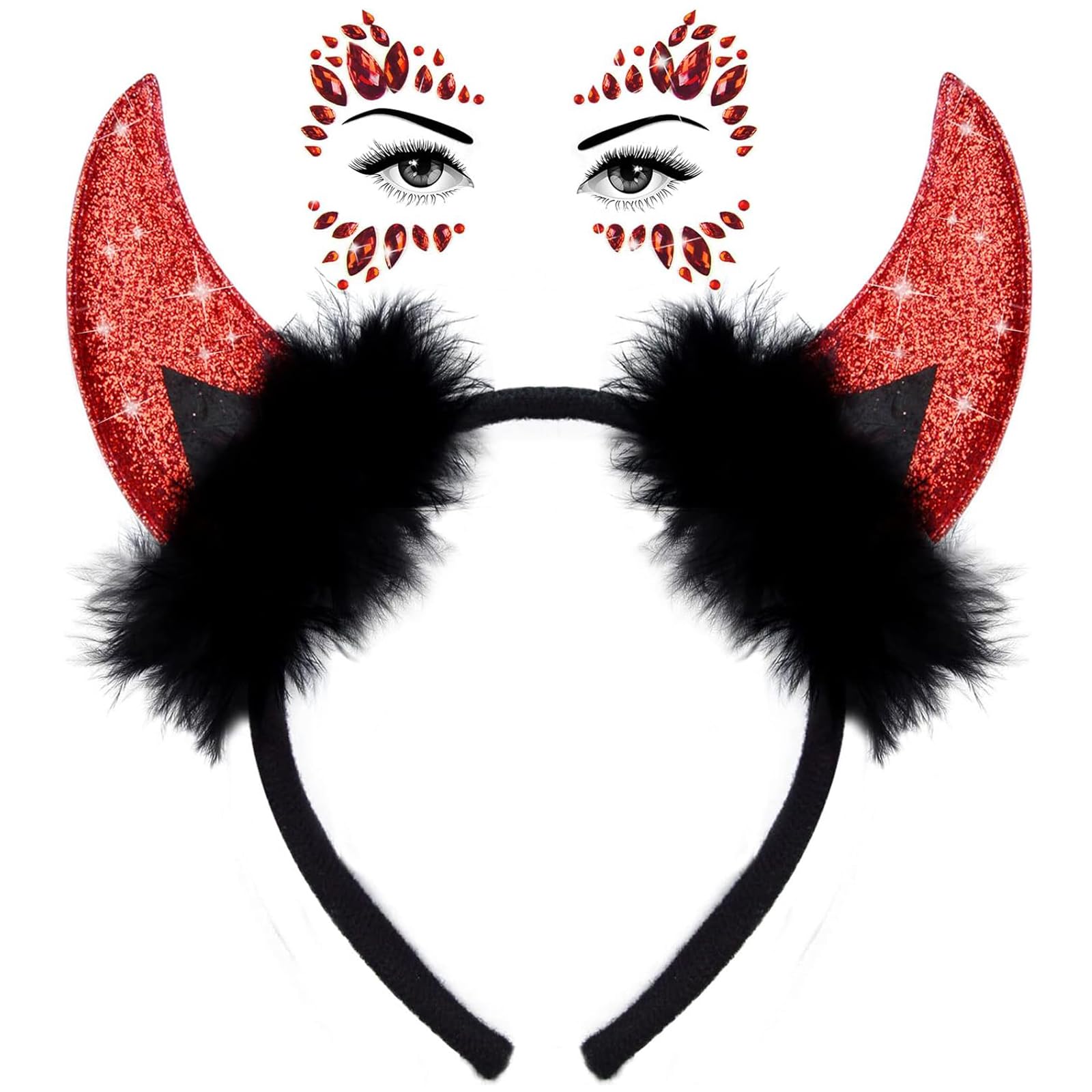 Sunwuun Halloween Decoration Devil Horns,Devil Horns Hair Accessories Hair Bands Men Women Children,Carnival Halloween Cosplay Party Devil Costume Accessories