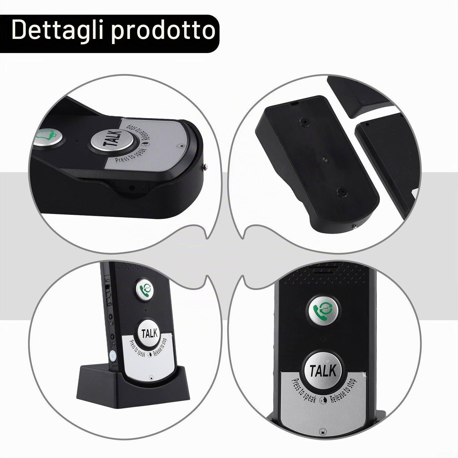Campanello intelligente wireless con portata di 1000 m, citofono, audio a 2 vie, impermeabile, batteria da 2000 mAh, per ville e condomini, nero/bianco (nero)