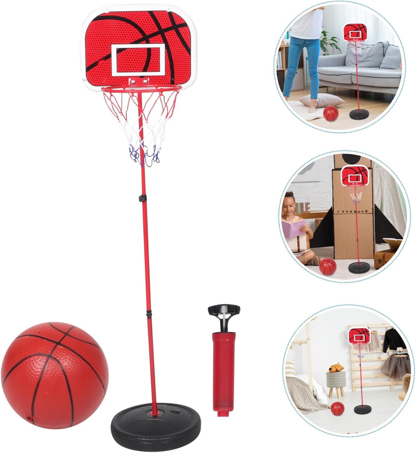 Generic Adjustable Mini Basketball Hoop with Iron Stand Portable Basketball Goal for Indoor Outdoor Sports Promotes Active Play and Easy Assembly