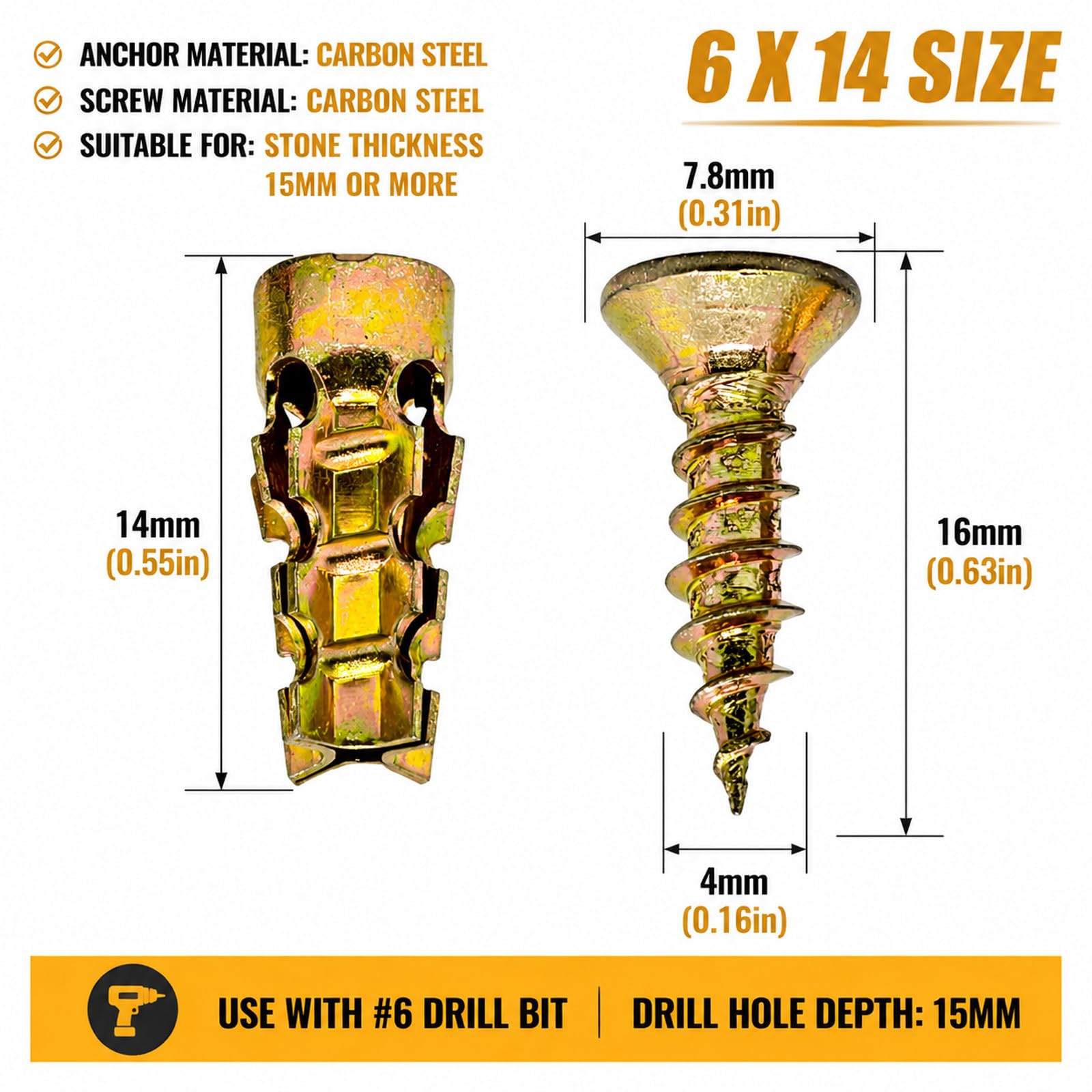 Hinge Repair Screw & Expansion Anchor, Short Expansion Screw Set