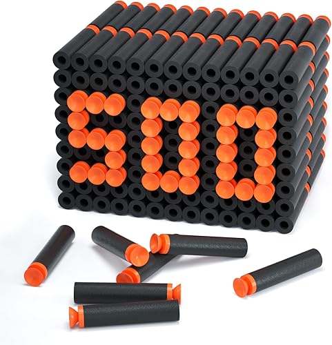 EKIND Paquete de 500 piezas de repuesto de dardos de succión de bala de espuma compatible con NERF N-Strike Series Blaster (negro)