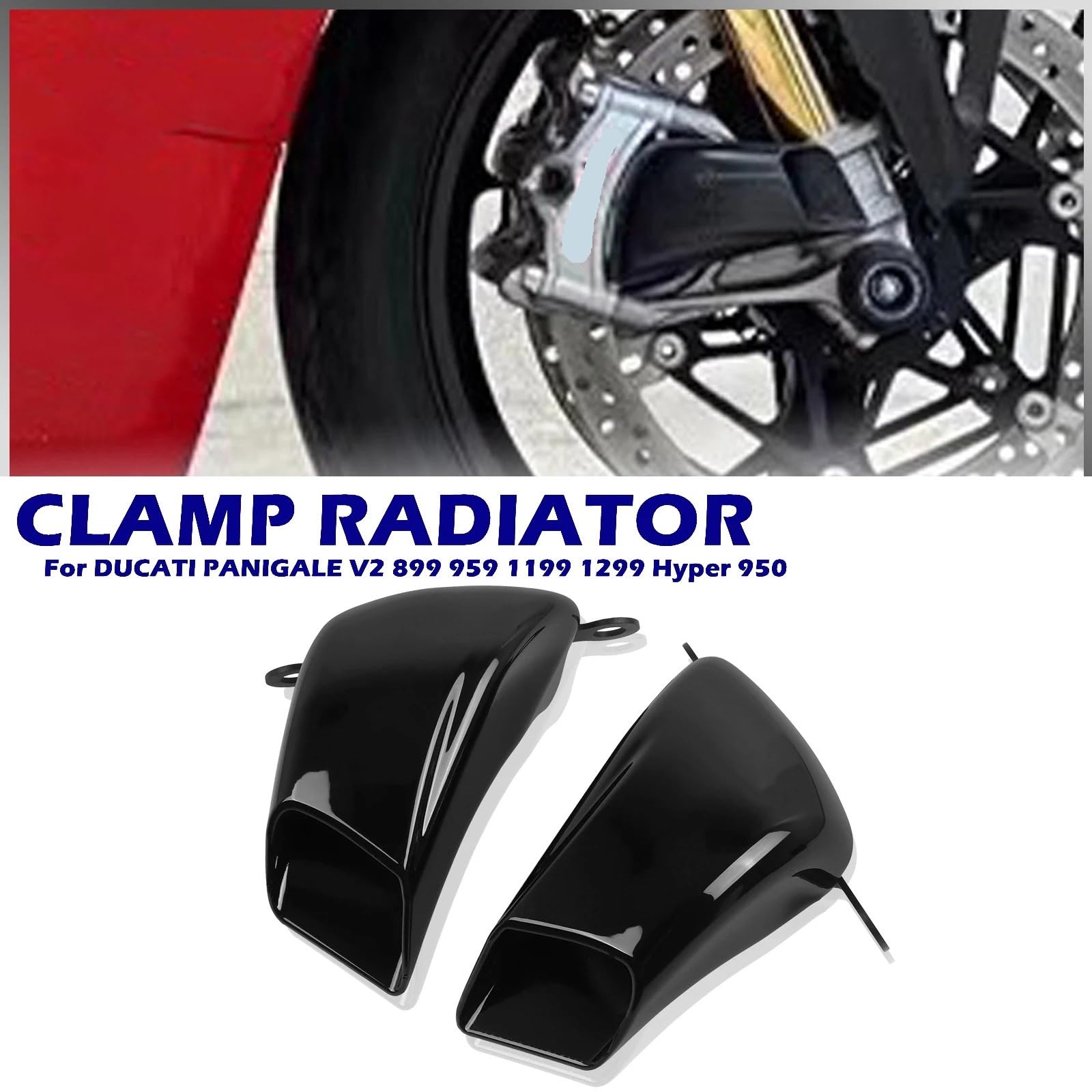 Conducto de Aire de Pinza de Freno Conducto de Aire para radiador de Motocicleta, refrigeración de Frenos, Compatible con Ducati Panigale V2 899 959 1199 1299 Hyper 950(Glossy Black)