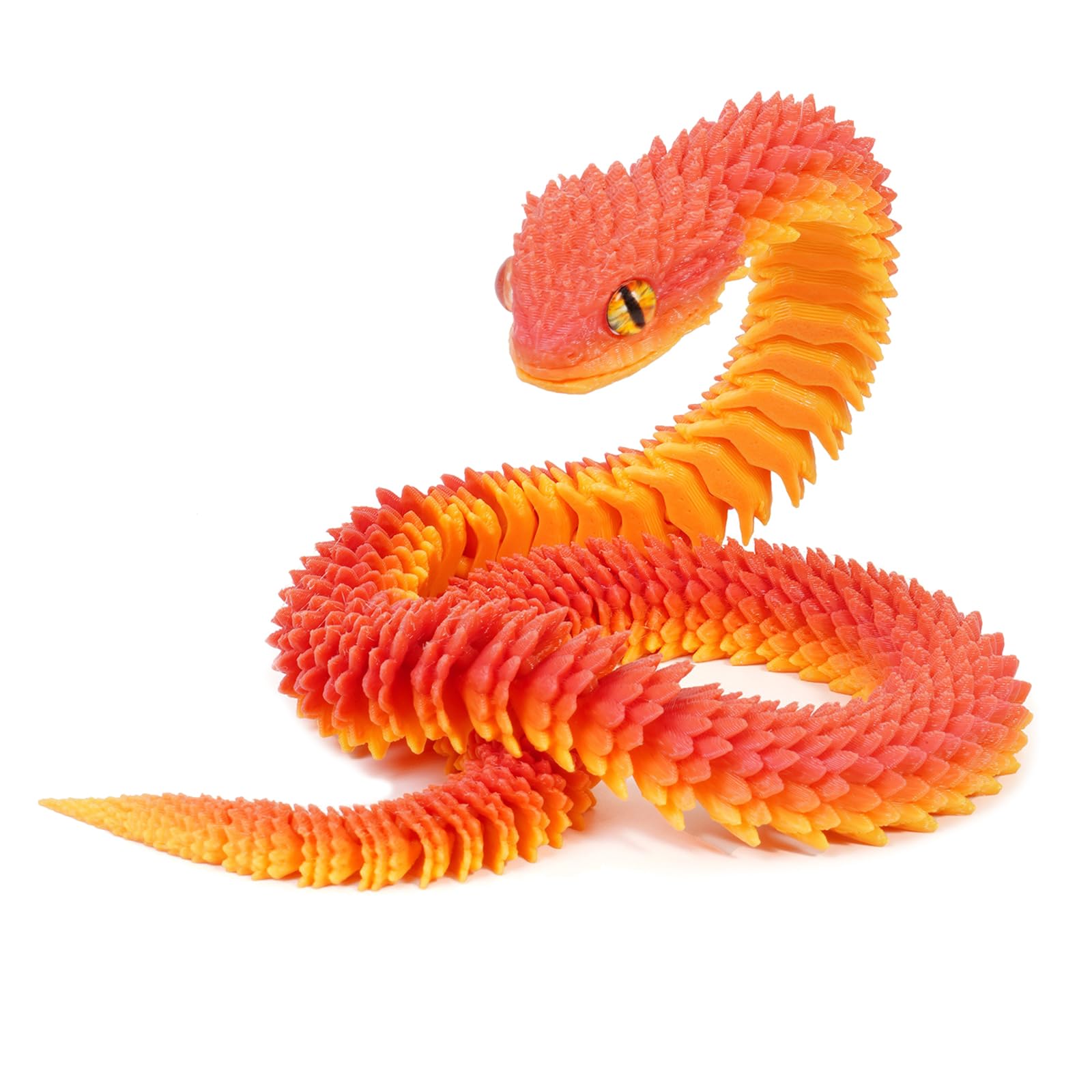 3D Printed Animals Snake, 3D Printed Fidget Toy Snake with Movable Joints, Realistic Fidget Snake Viper Executive Desk Toys for Home Office Decor Present-Orange||40CM — image 1