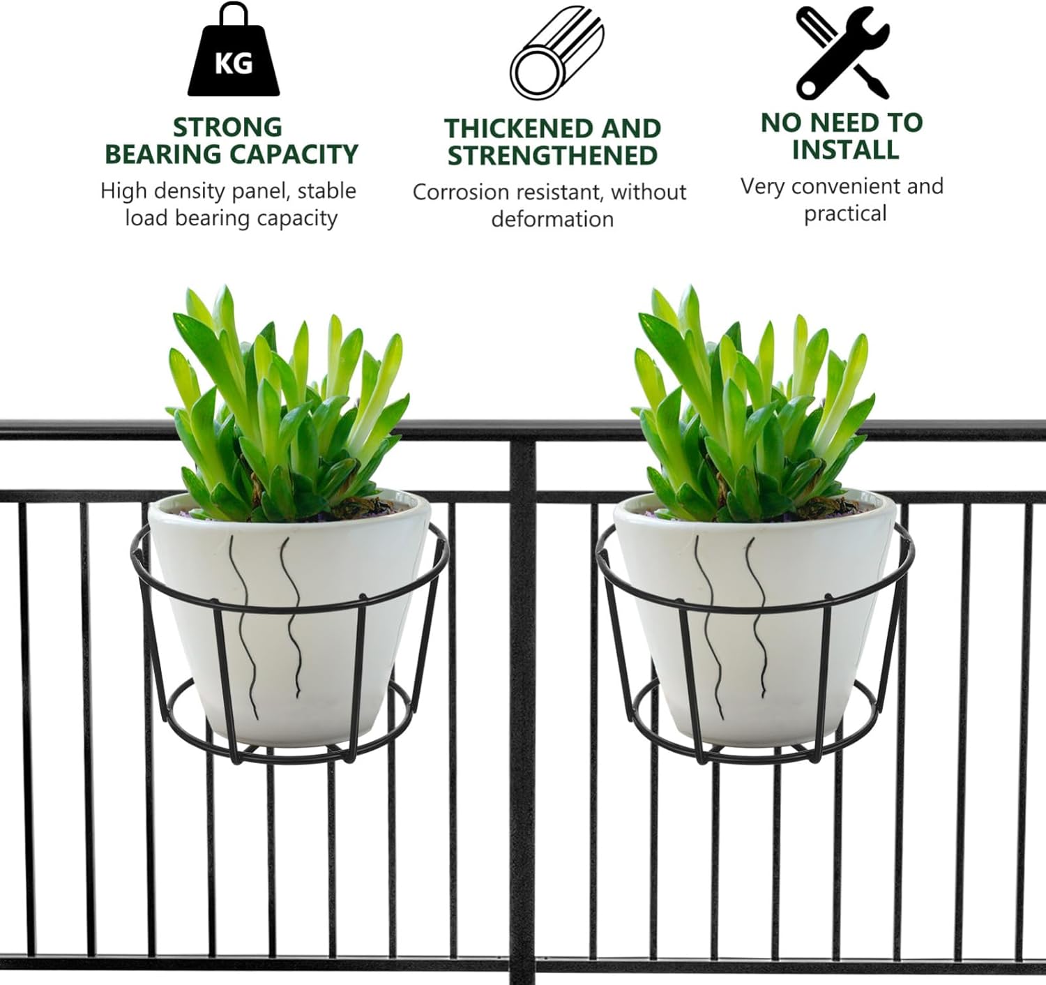 5Pcs Iron Hanging Flowerpot Rack Round Balcony Plant Pot Stand Lightweight Gardening Holder for Pothos Succulents and Outdoor Indoor Use