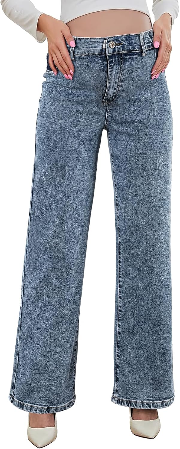 BLENCOT Maternity Jeans for Women High Waist Straight Leg Pregnancy Denim Pants with Pockets - Image 7