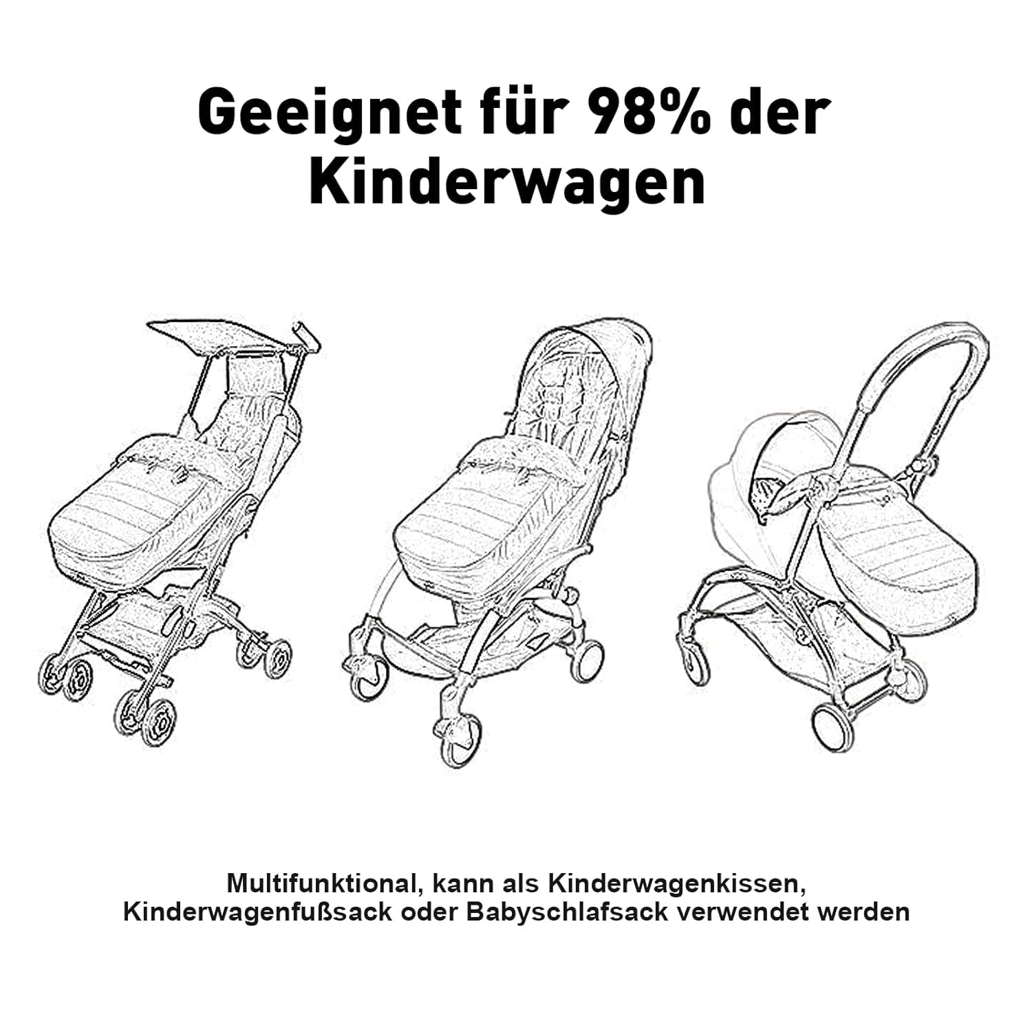 Sacco Termico Passeggino Universale | Coprigambe Invernale Staccabile | Imbottitura In Cotone E Pile | Grigio - Foto 3