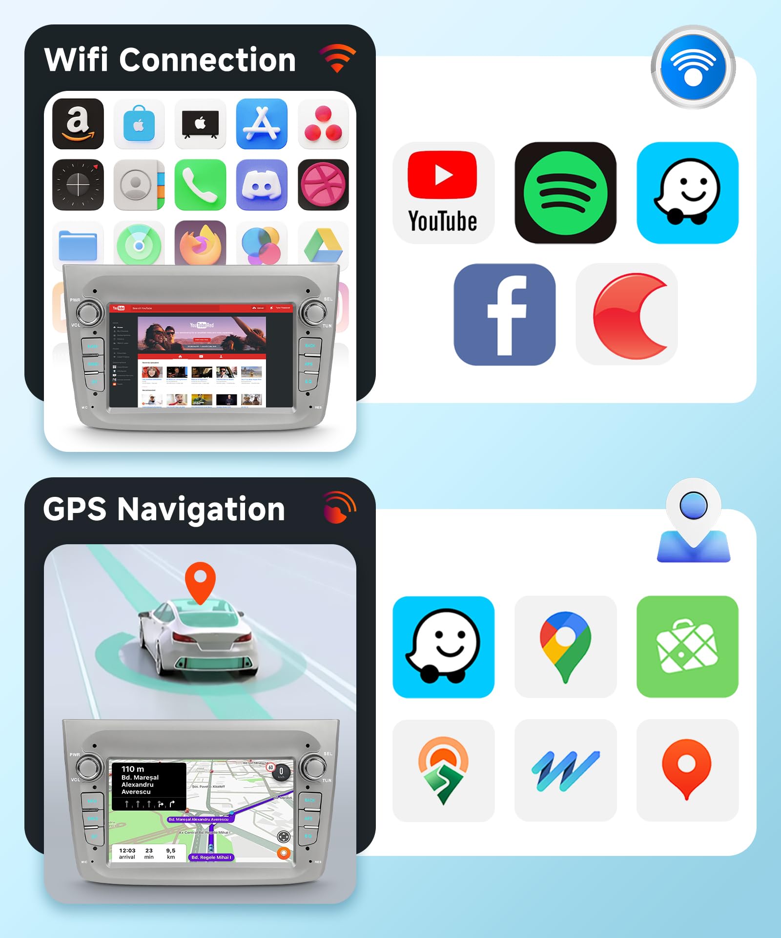 【2+64G】Hodozzy Carplay Autoradio per Alfa Romeo MITO 2008-2016,7 Pollici Stereo auto Bluetooth con Android Auto/WiFi/GPS/RDS/FM/USB+Telecamera Retromarcia
