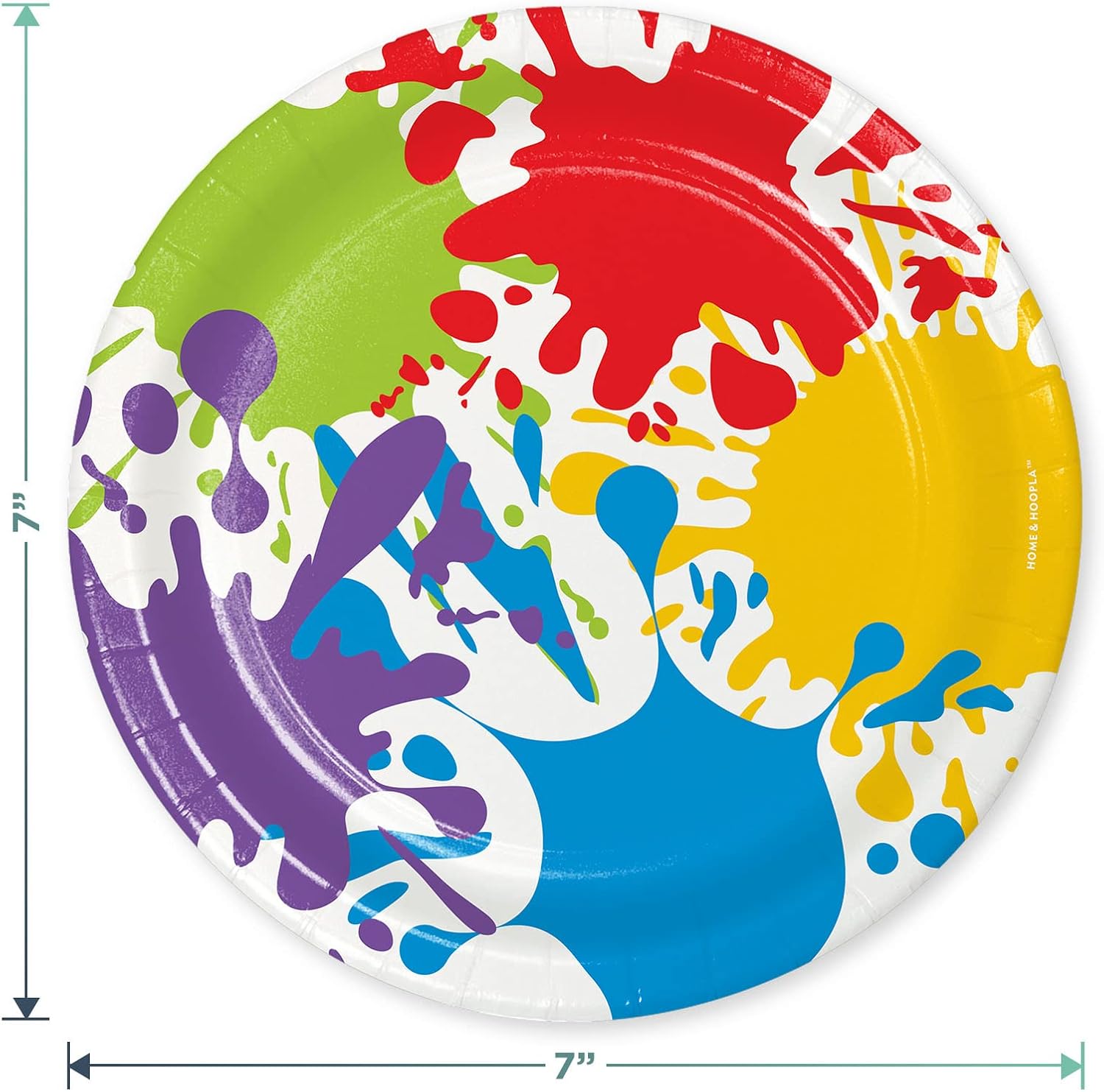 Art Party Supplies - Colorful Artist Paint Splatter Paper Dessert Plates and Beverage Napkins (16 Plates & Napkins)