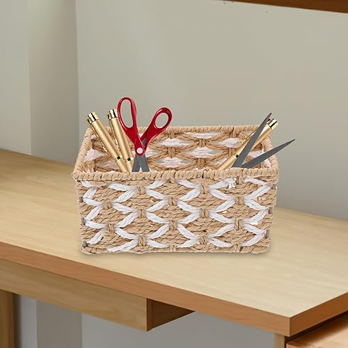 Miniatura 4 de Alipis Cestas de almacenamiento tejidas con cuerda, pequeñas cestas organizadoras de artículos de escritorio, cestas organizadoras de aperitivos,