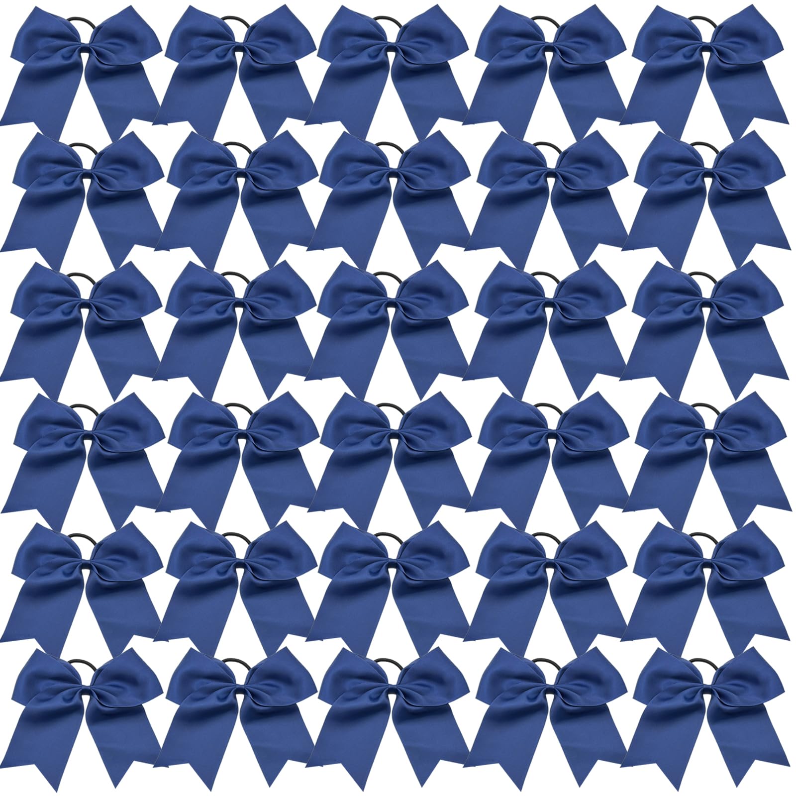 30PCS 8" Large Navy Cheer Bows Hair Bows Ponytail Holder Handmade for Girls Teens Softball Cheerleader Sports (Navy)