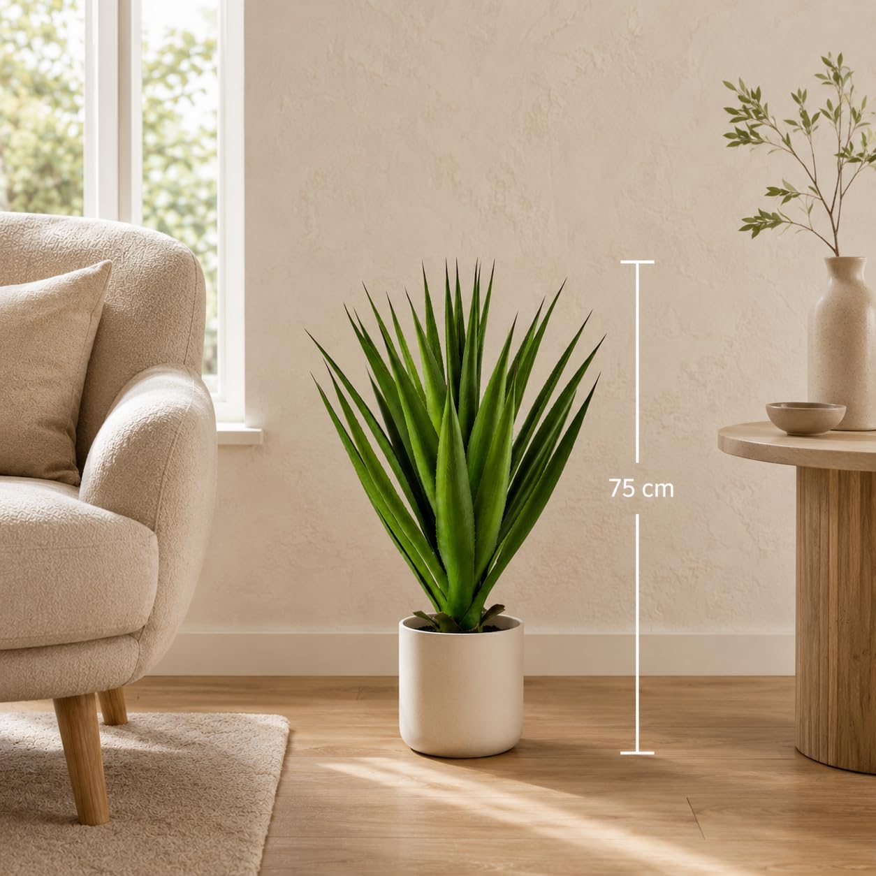 PASCH® Agave (75cm) - Kunstpflanzen groß | Künstliche Pflanzen wie echt | Kunstpalme | Künstliche Pflanzen groß | Künstliche Palmen | Artificial Plants | Große Kunstpflanzen im Topf | Fake Plant