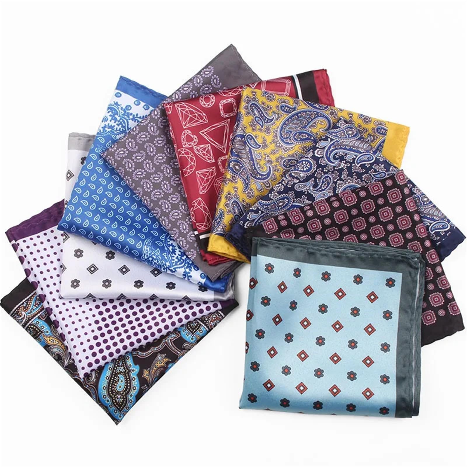 HCKCVBDDG 2PC Men Pocket Square Print Real Satin Small Square Scarf Suit Shirt Chest Scarf Handkerchief(C13 2pc)