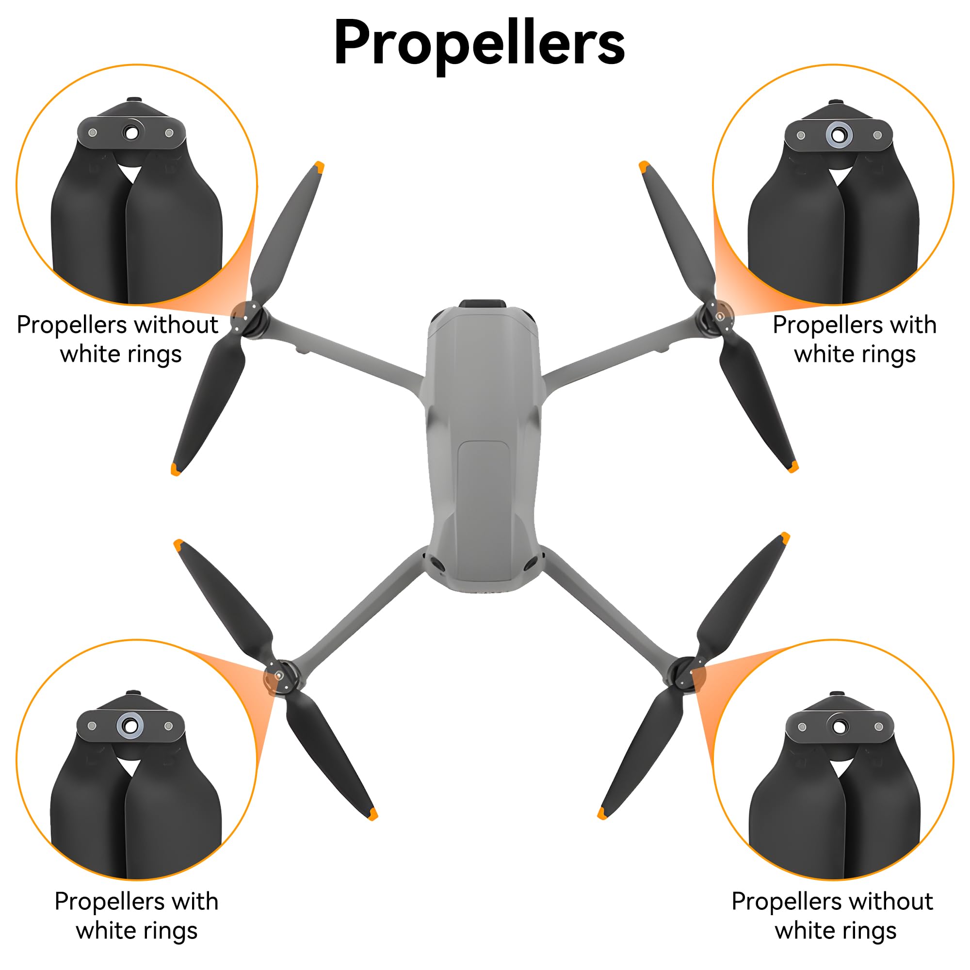 Hélices para DJI Air 3S Drone - Juego de 4 accesorios con protector de hélice protector de aterrizaje cuchillas de bajo ruido para DJI Air 3/Air 3S Drone Accesorios Paquetes 3