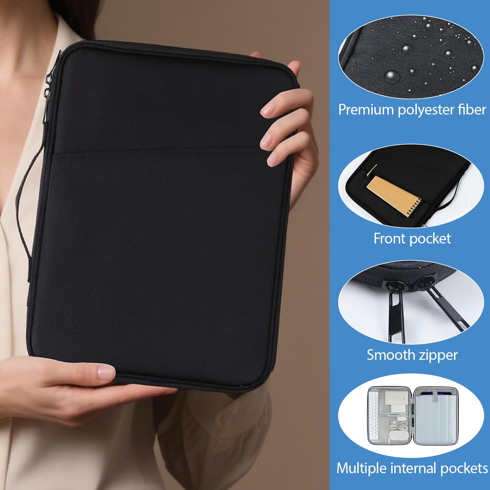 9-11" Tablet Tasche Schutzhülle für 11" iPad Air M3, i-Pad A16 2025, iPad10/9/8/7/iPad 10. Gen/Air 5/4 10,9", Slim Tablet Tasche Hülle für Galaxy Tab A9+ / A11 Plus 11", Schwarz