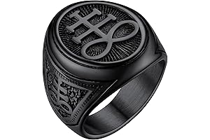 Personalized Satanic Jewelry Baphomet Goat Ring With Sigil of Lucifer