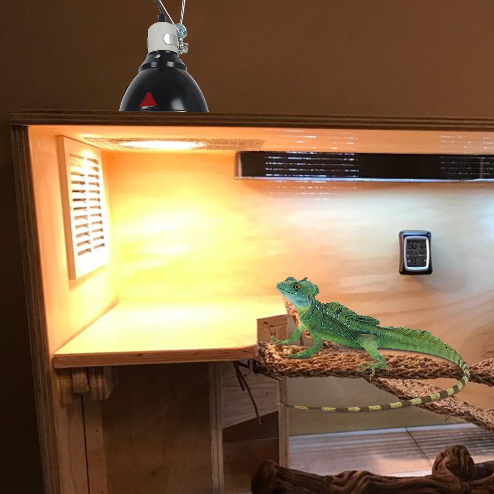 Uchwyt lampy grzewczej dla gadów, ceramiczna oprawka lampy UVA UVB z klipsem, regulacja temperatury, ogrzewany klosz dla gadów, żółwi, pająków, jaszczurek, węża