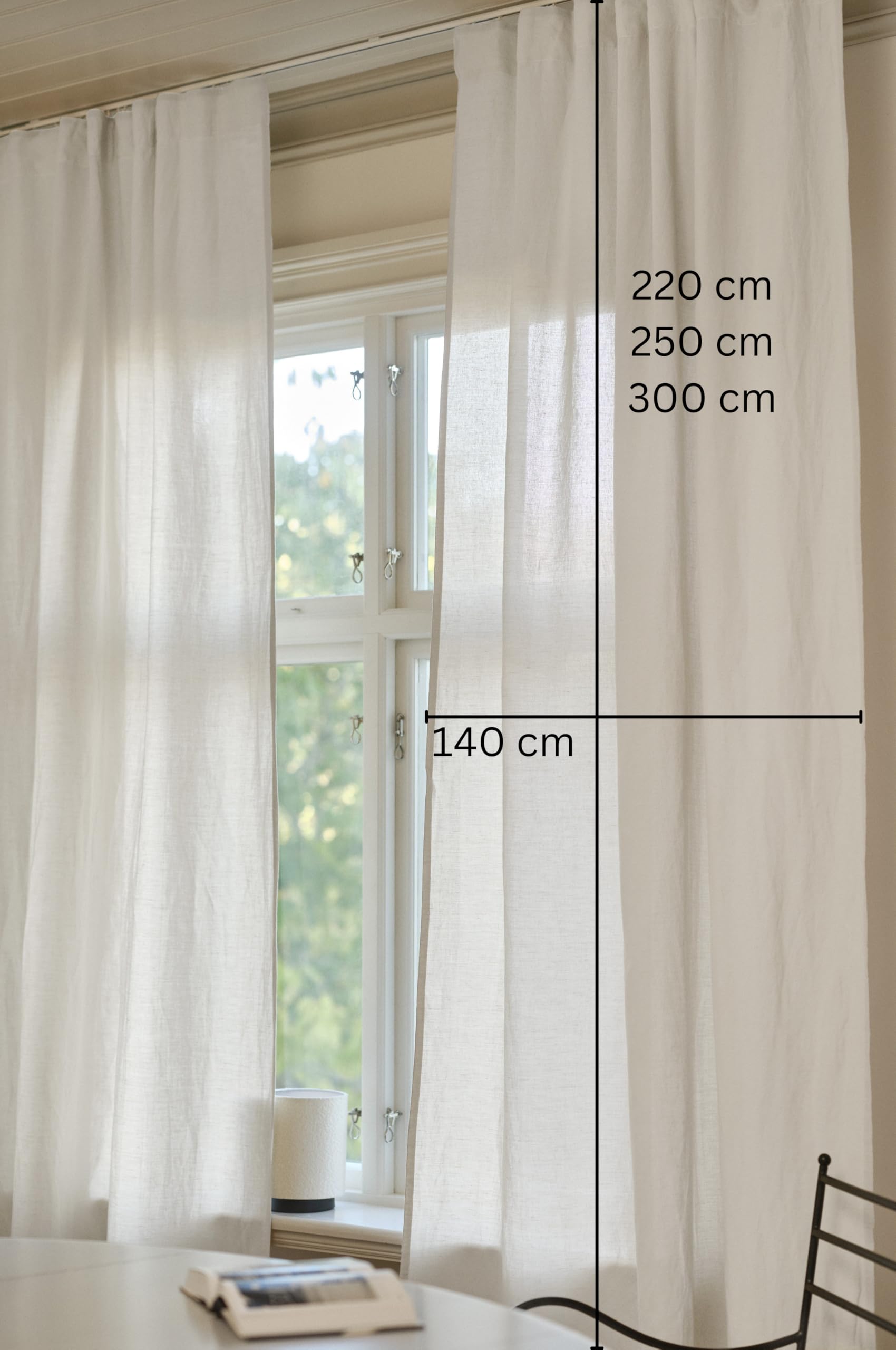 Jotex Milly Linen-Mix Multifunktionsgardine 2er-Set, Hochwertige Halbtransparente Leinen und Baumwolle Gardinen (2er-Pack) - Naturweiß, 140 x 220cm