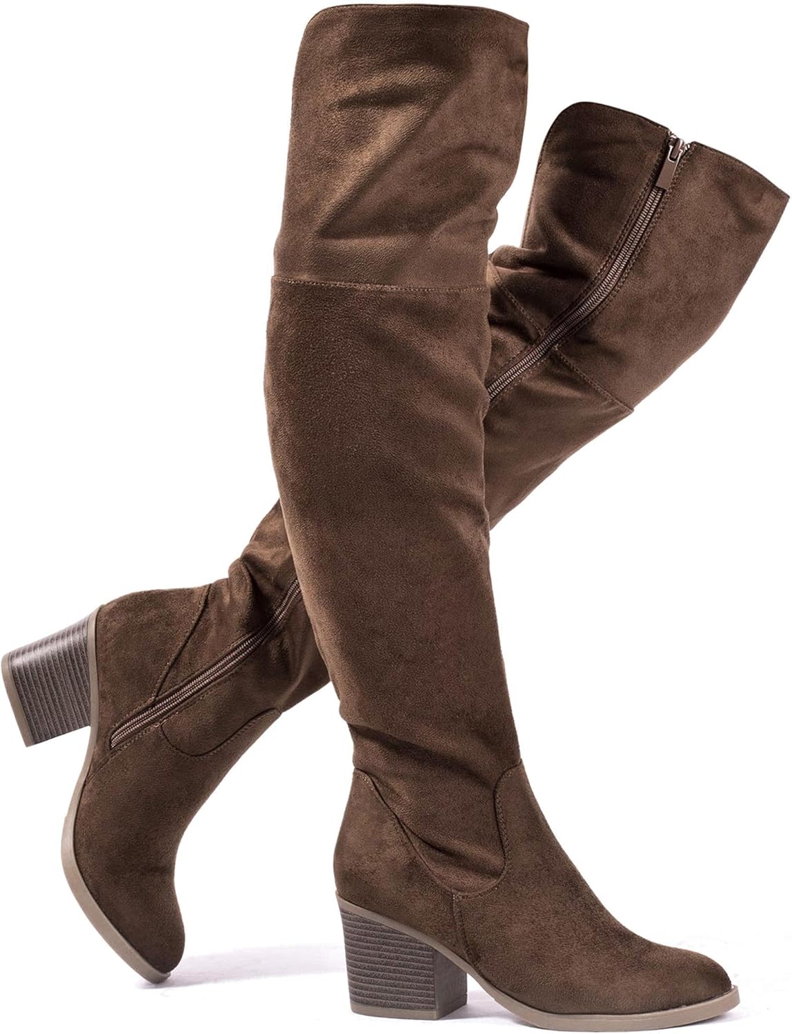 katliu Women's Thigh High Boots Sexy Stacked Block Heel Boots Over the Knee