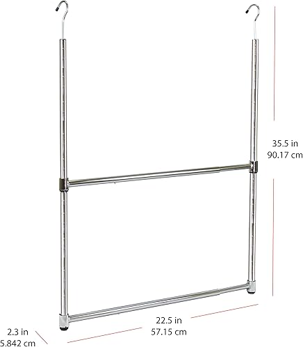 Miniatura 2 de Oceanstar ACR1538C - Colgador de armario ajustable portátil de 2 niveles, cromado