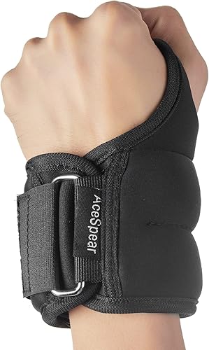 AceSpear Pesas de muñeca con trabillas para el pulgar para hombres y mujeres, 1 libra, 2, 2 libras, 2 libras, 3 libras, 2 pesas de tobillo, guantes