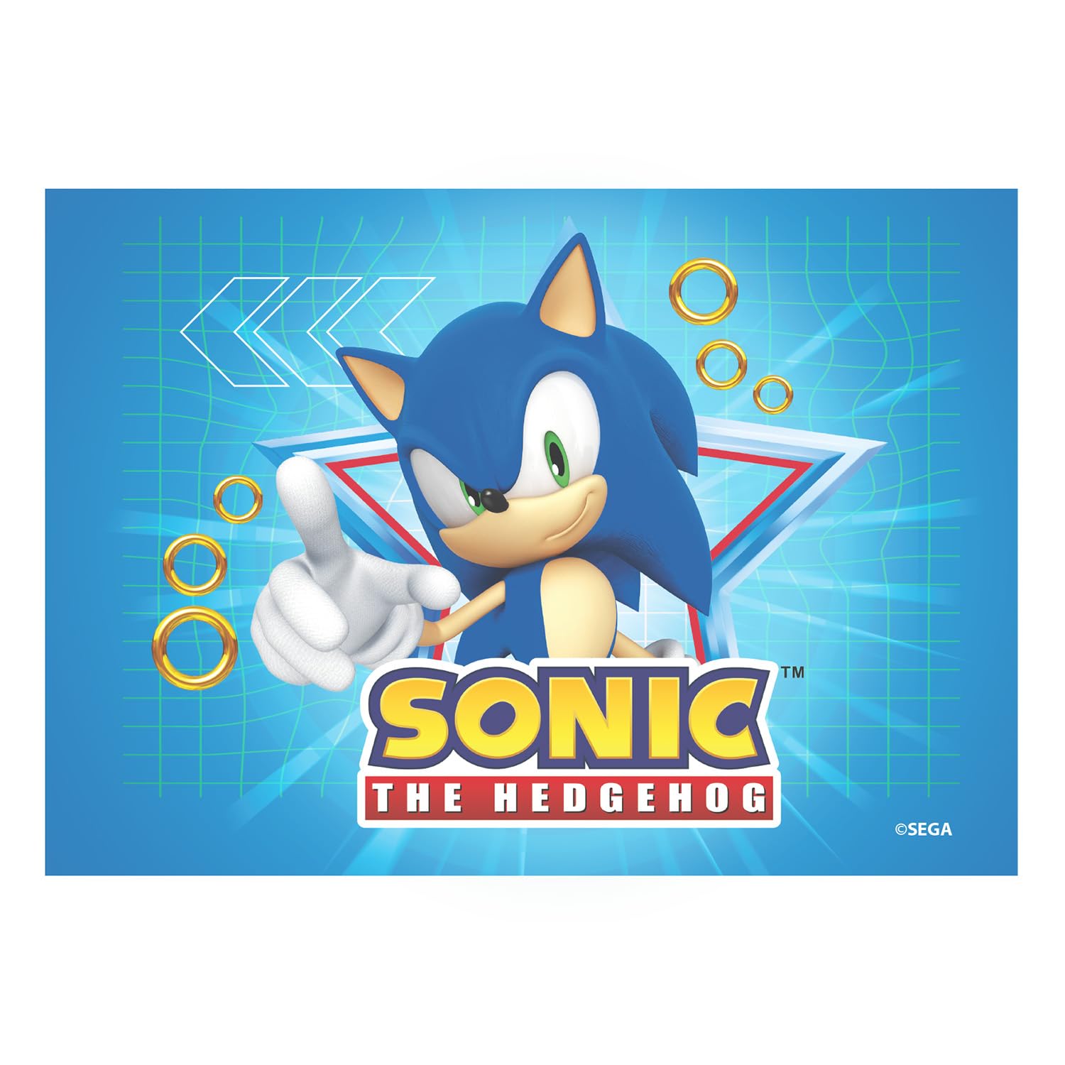 Dekora Oblea Comestible Sonic para Tarta de Cumpleaños Infantil, Adorno Rectangular A5