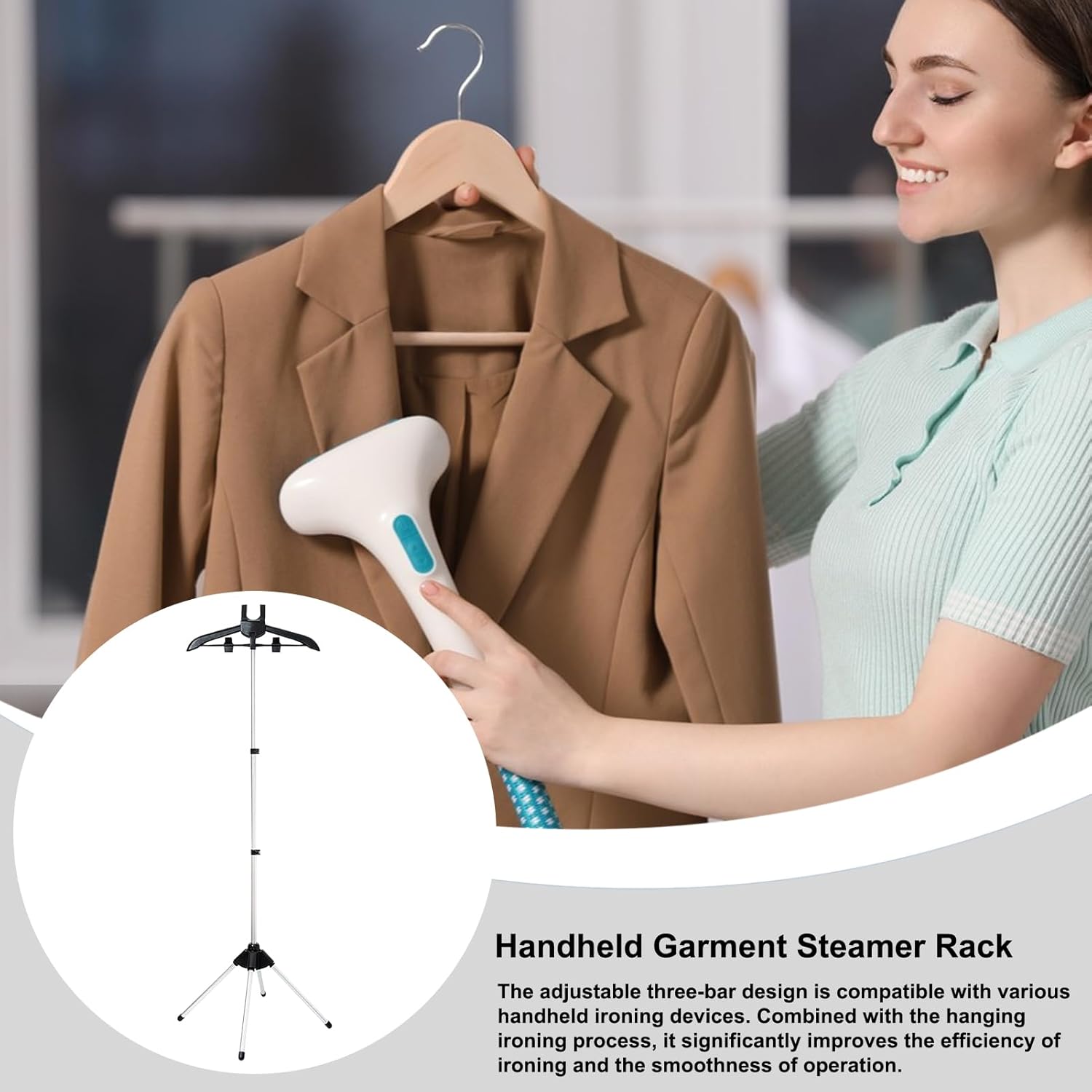 Steamer Hanger Stand - 160cm Garment Steaming Station, Foldable Frame with Handheld Steamers Holder, Portable Clothes Steamer Stand | Steaming Rack for Dorm Room, Wedding Gown, Pants, and Travel Use
