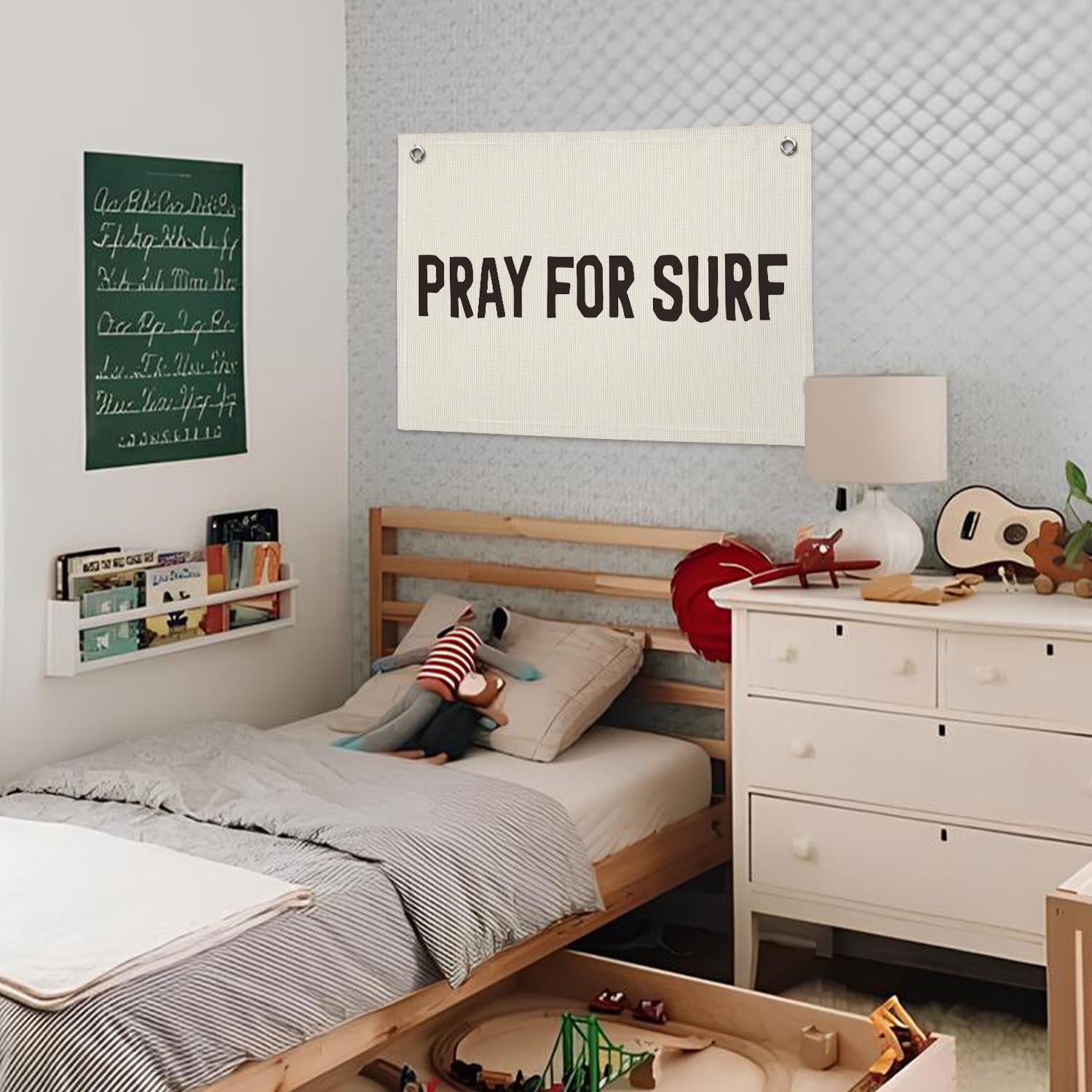 Wheatwin Surf Decor, Coastal Beach Room Decor Aesthetic, Surf Linen Banner Wall Hanging Canvas Banner Flag Decor for Coastal Surfer Room Bedroom Beach Decorations