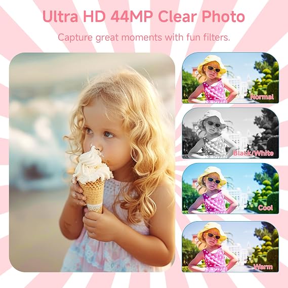 Digital Camera, FHD 4K Autofocus Digital Camera Pink with 64GB SD Card 16X Zoom, 2026 Upgraded Compact Cameras for Photography Point and Shoot Small Camera for Teen Boys Girls Kids Travel Adventures