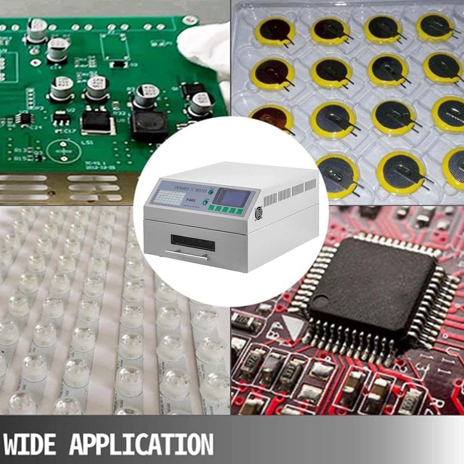 Four à reflux 800 W 220 V | Machine à souder automatique | Dispositif de soudage infrarouge avec circulation d'air chaud, 180 x 235 mm pour applications de soudure de précision