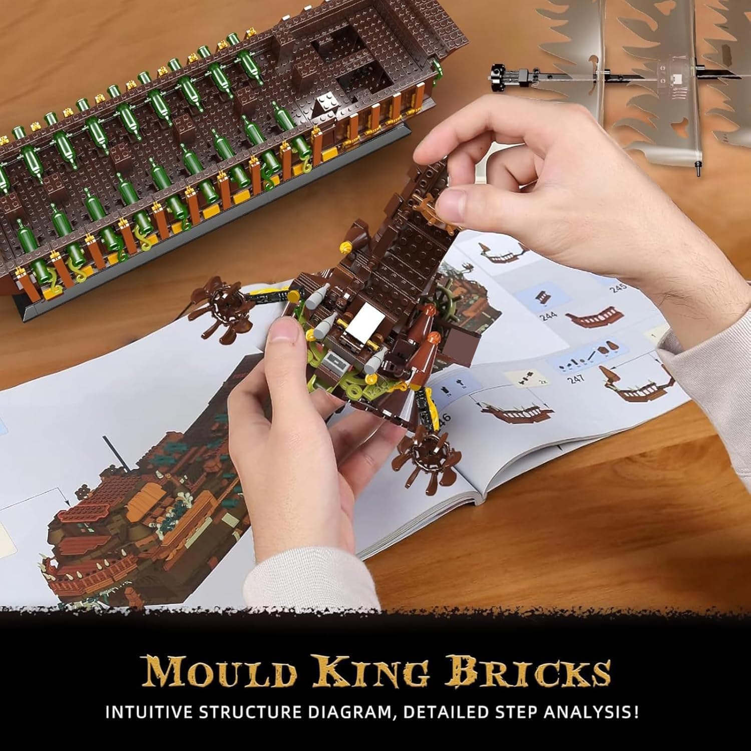 Mould King Large Pirates Ship Model Building Blocks Kits, MOC Dutchman Building Block Pirate Ship Construction Set to Build, Toys Gift for Age 14+/Adult Collections Enthusiasts (4364+Pieces) - Image 5