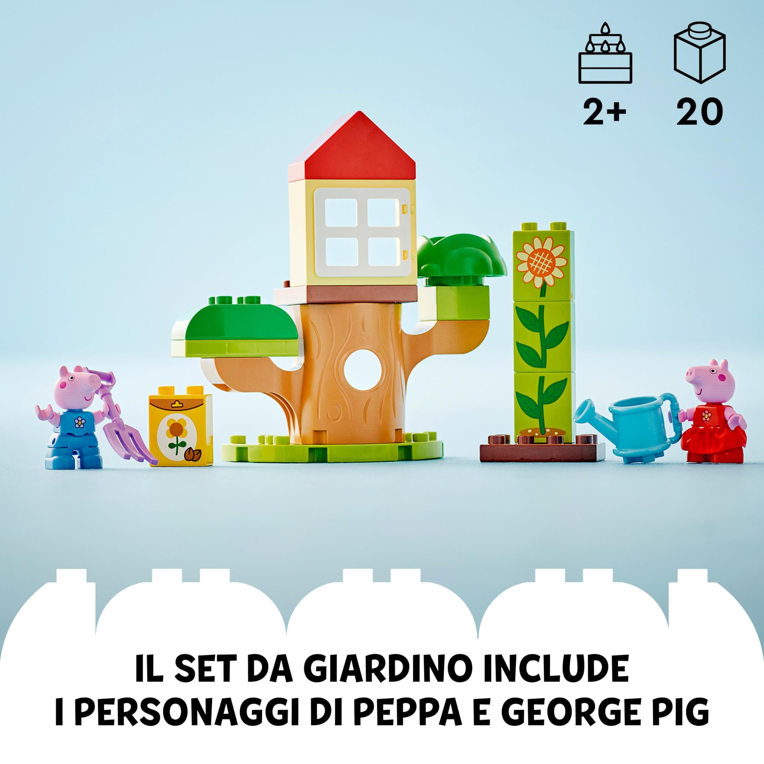 LEGO DUPLO Il Giardino e la Casa sull’Albero di Peppa Pig, Giochi Educativi per Bambine e Bambini da 2 Anni, Playset Creativo con Personaggi e Accessori, Giocattolo Idea Regalo di Compleanno 10431