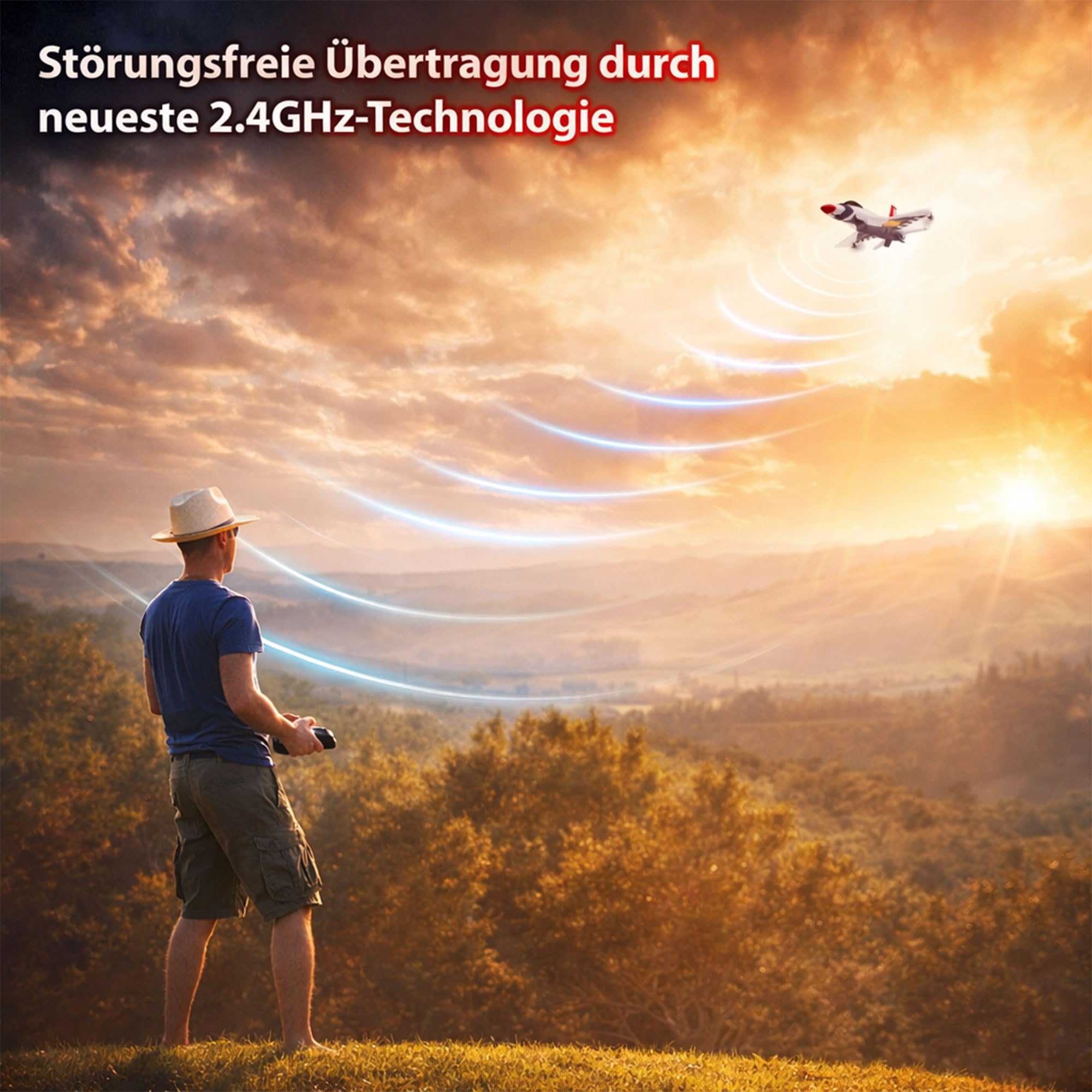 RC ferngesteuertes WL-Toys Flugzeug A200 F-16B Elektro-Jet 1:16, 40cm Flieger m. Fernsteuerung, Akku u. Gyro, Hochwertiger Kampfjet F-16 Modell-Flugzeug, Outdoor, Kinder, Erwachsene, Anfänger, Sammler