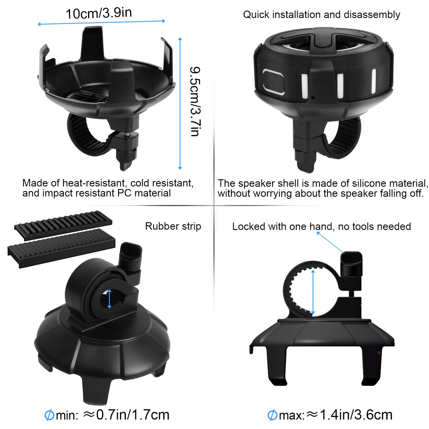 Aggiornato, Cassa Bici Pro, con Supporto da Manubrio, Bluetooth V5.4, IPX7 Impermeabile, Custodia in silicone, Navigazione Trasmissione, 10W Bassup, 15-24Ore di Gioco, Gancio, Accessori Bicicletta