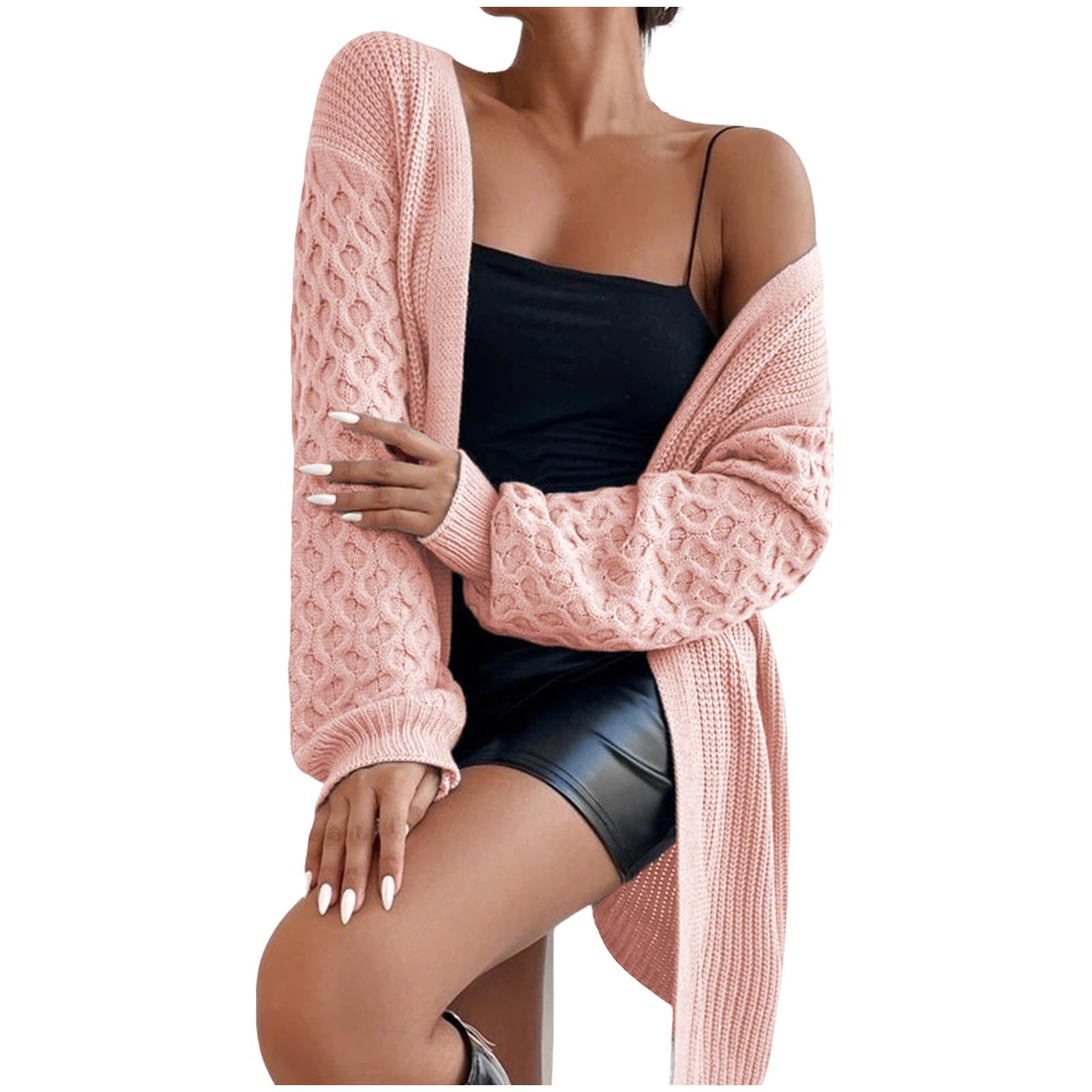 Fall Long Cardigan Sweaters for Women Trendy Winter Long Sleeve Open Front Loose Knitted Cardigans Sweater Coats