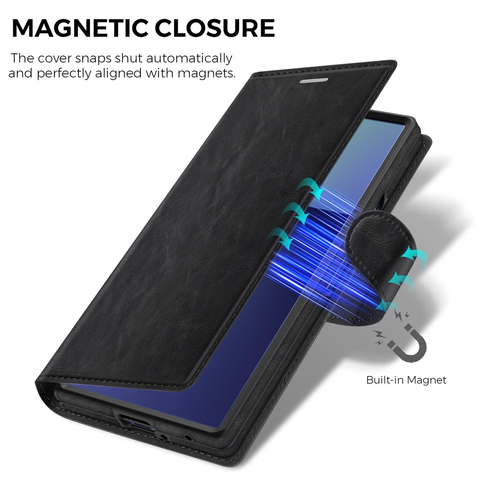 Custodia generica compatibile con Samsung Galaxy Z Fold 5 (colore: caffè) custodia magnetica a portafoglio in pelle rimovibile