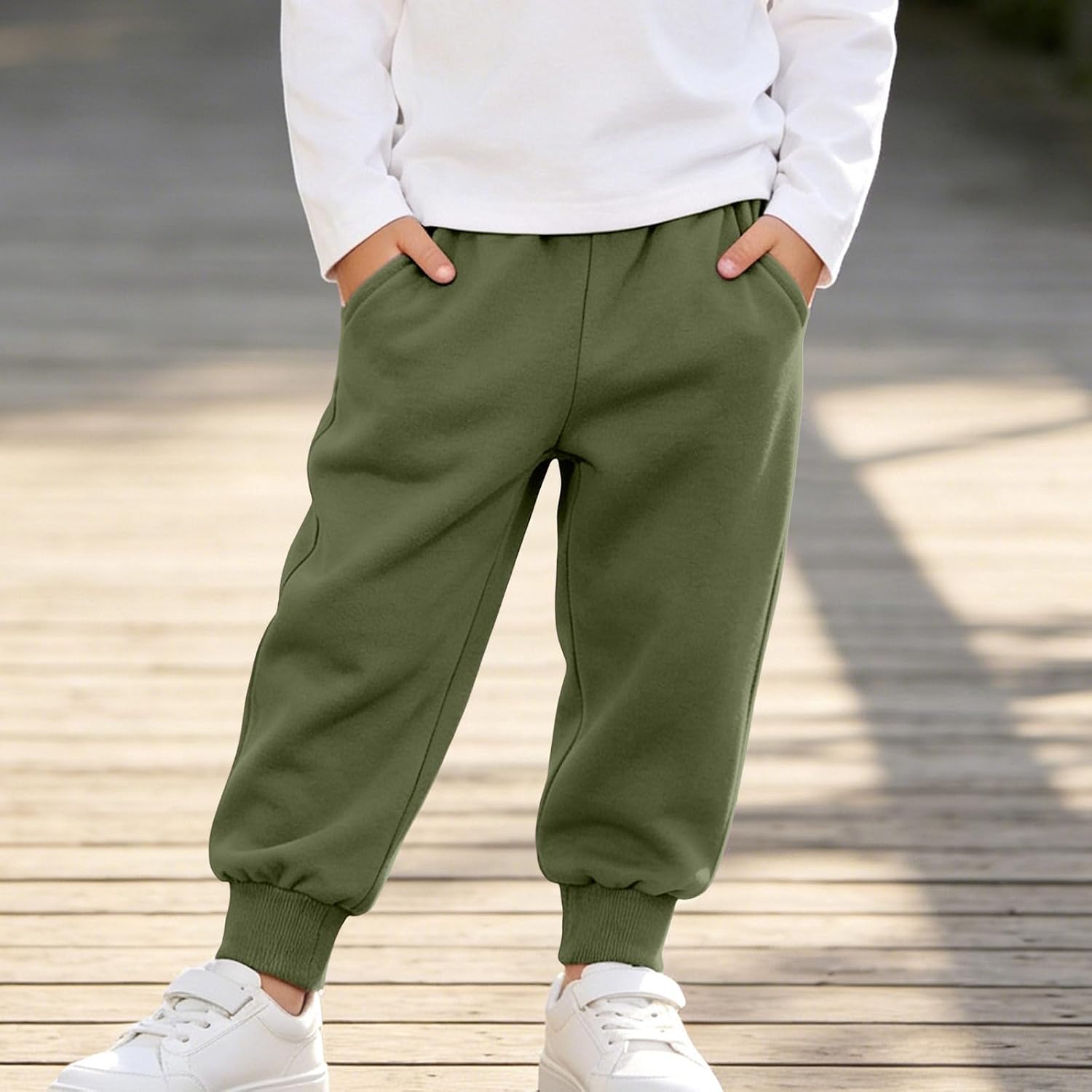 Girls Jogger Sweatpants Elastic Waist Workout with Pockets