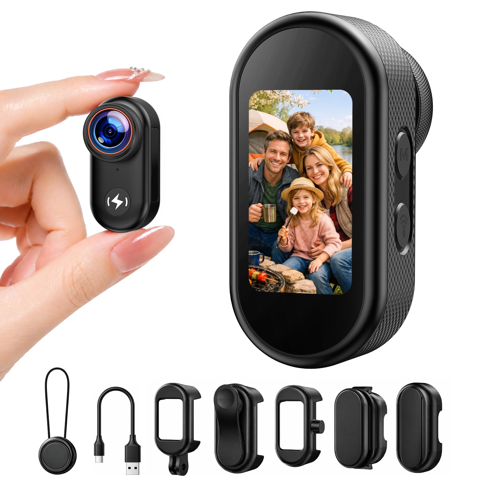 Photo 1 of **FACTORY SEALED**4K Mini Body Camera with 64GB Card, 1.47" Display Wearable POV Camera, Action Camera with Magnetic Mount, One-Button Recording Body Cam, WiFi App Control for Vlogging Motorcycle Travel Security