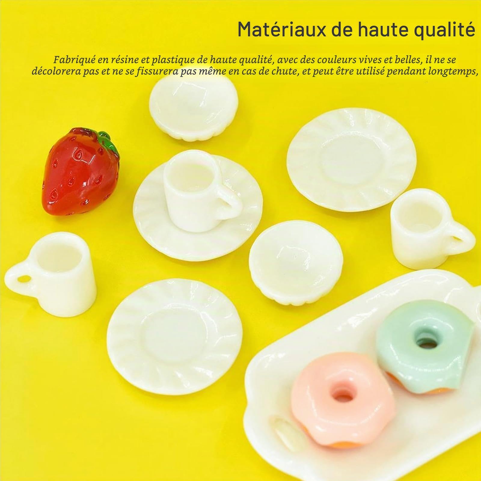 Tasses Miniatures 40 Pièces, Accessoires de Cuisine Miniatures, Forme de Simulation, Style Mignon, Résine/Plastique Cuisine Miniature, Adapté au Jeu de Rôle, Accessoires, Décoration de Table
