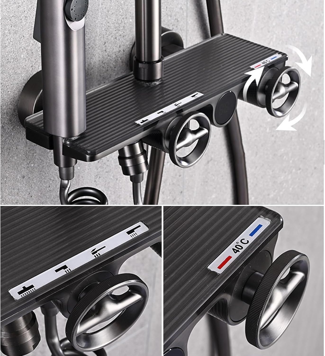 Thermostatic Shower Faucet Set Bathroom Digital Display Shower System Shower Fixture,Brass Bathtub Faucet with Handheld Spray,Rain Shower Head And Bidet Shower