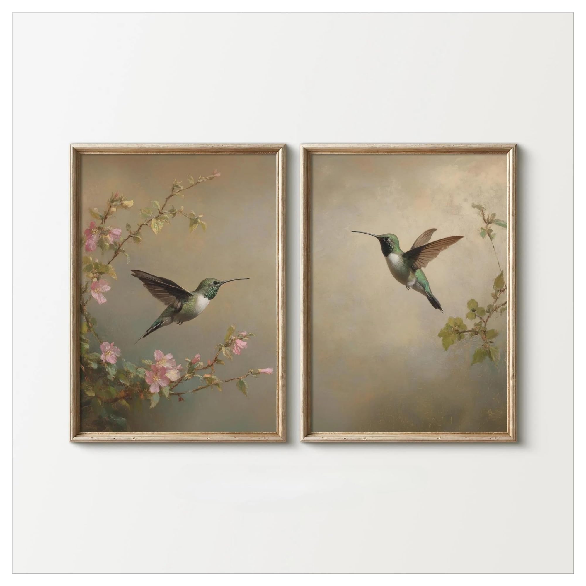 Colibris affiches rétro pour habiller un mur vide tableau toile lot de 2