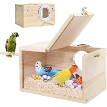 Wood Transparent Design Parrot Nest Box Bird Breeding House for Parakeet Cockatiel Smooth Edges Easy Clean Bird Cage Accessories 12 * 12 * 19.5cm