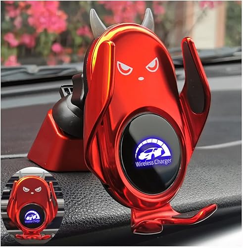 Soporte inalámbrico para cargador de automóvil, sujeción automática, batería integrada, tablero de ventilación, lindo demonio rojo para mujer para