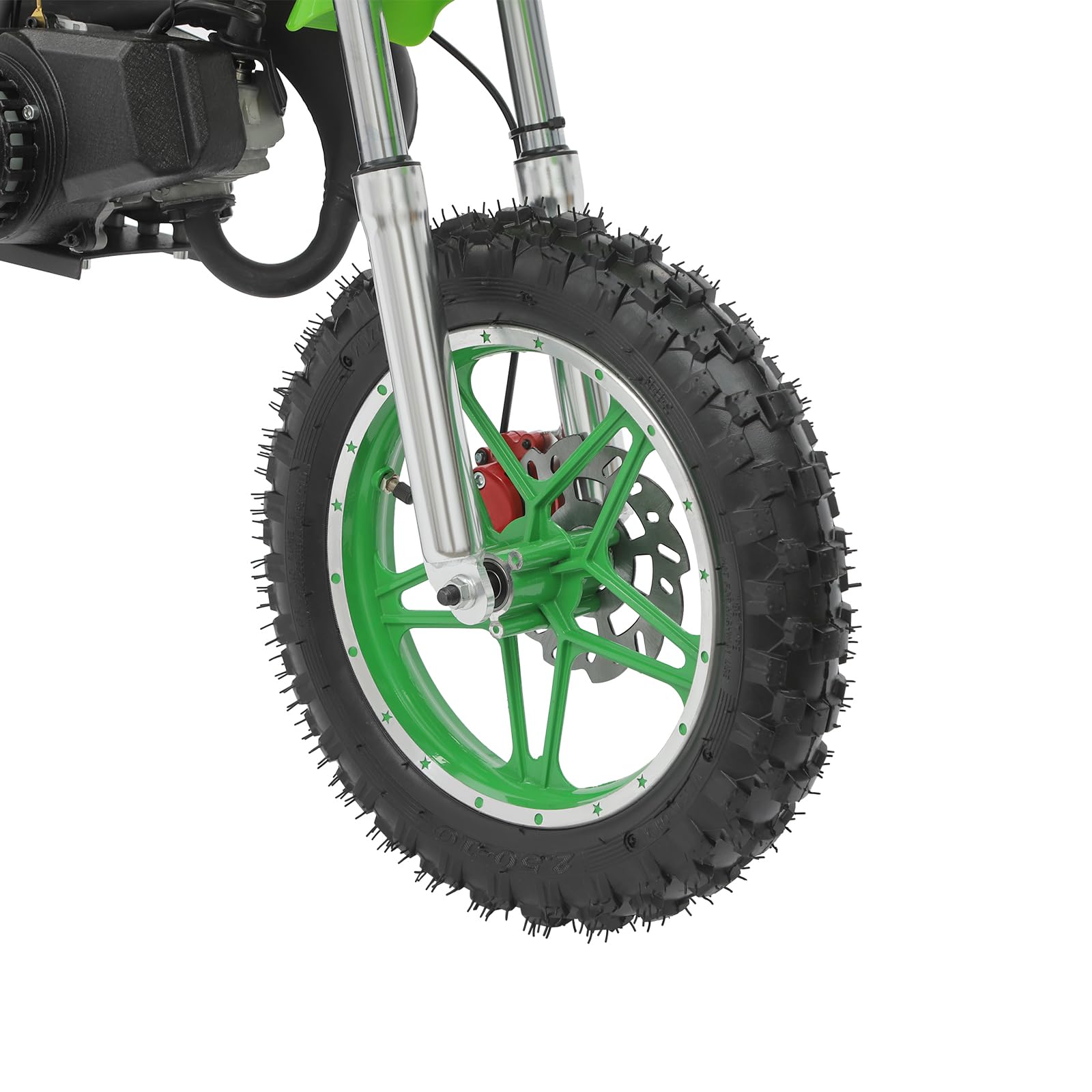 Bicicleta de cross para niños, 2 tiempos, 49 ccm, motor de 10 pulgadas, moto de bolsillo, Dirt Bike, motocross, pocketbike (verde)