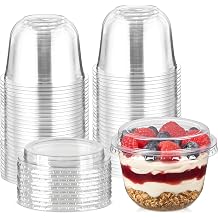 9 oz Plastic Dessert Cups with Lids, 50 Sets